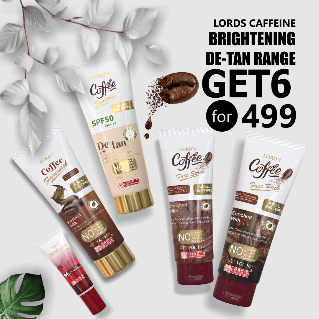 BUY 6@499|| Lords Caffeine Brightening De-tan Range