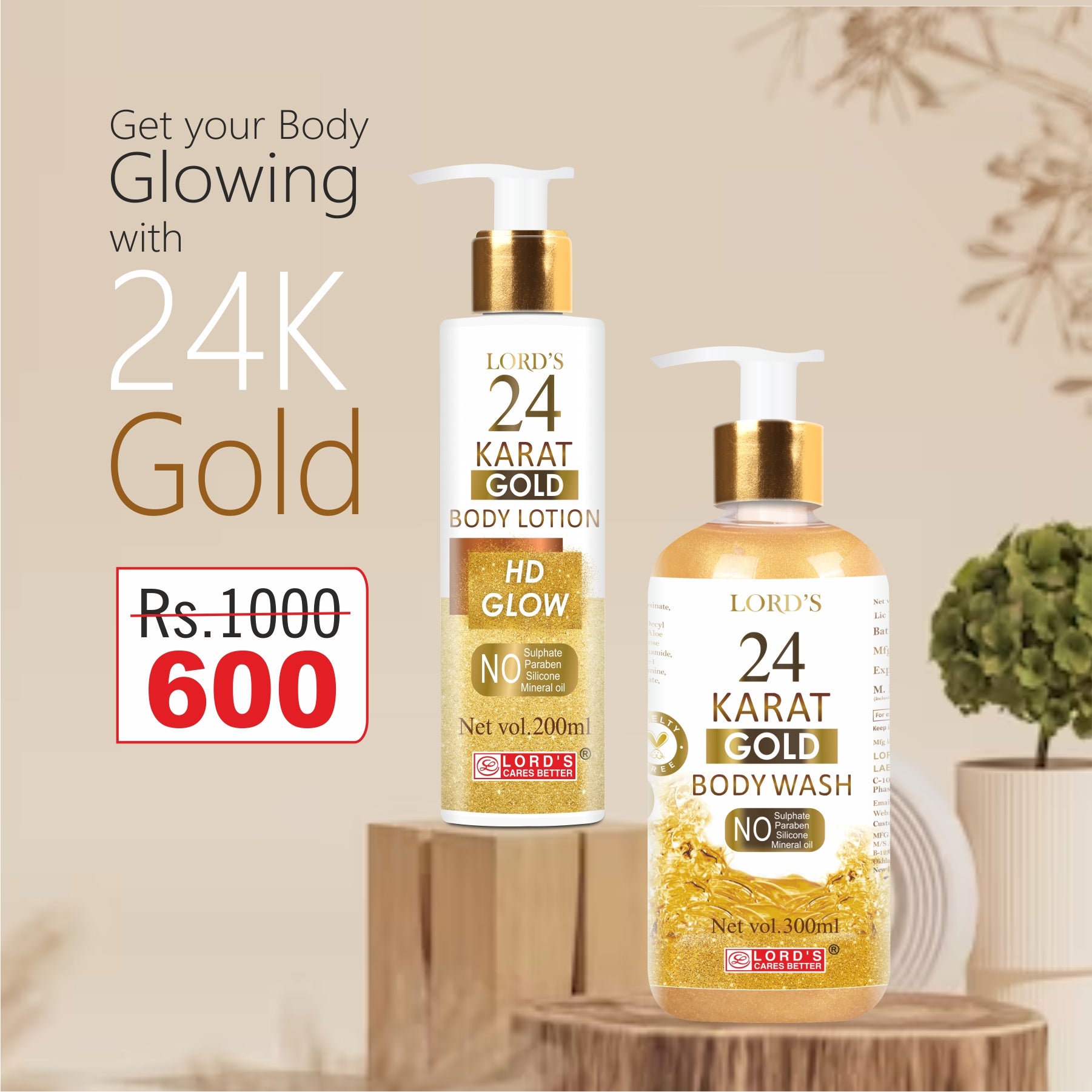 Lord's 24 Karat Gold Body Lotion + Body Wash (500 ml)