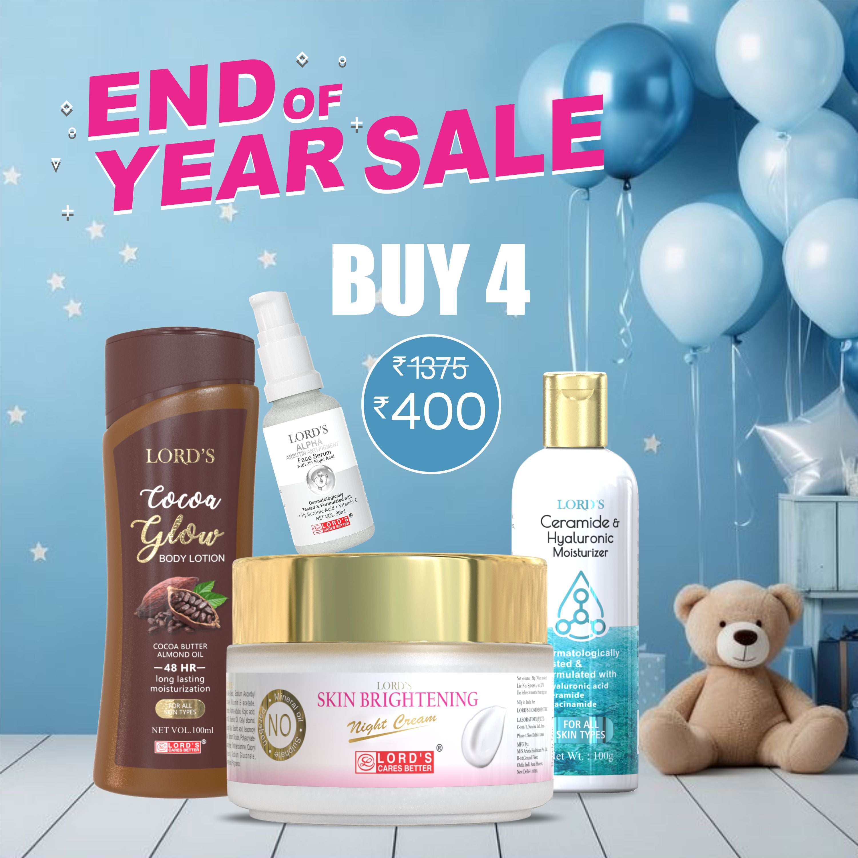 Buy 1 Get 3 Free - Skin Brightening Night Cream Combo (30ml + 50g +100ml +100ml)