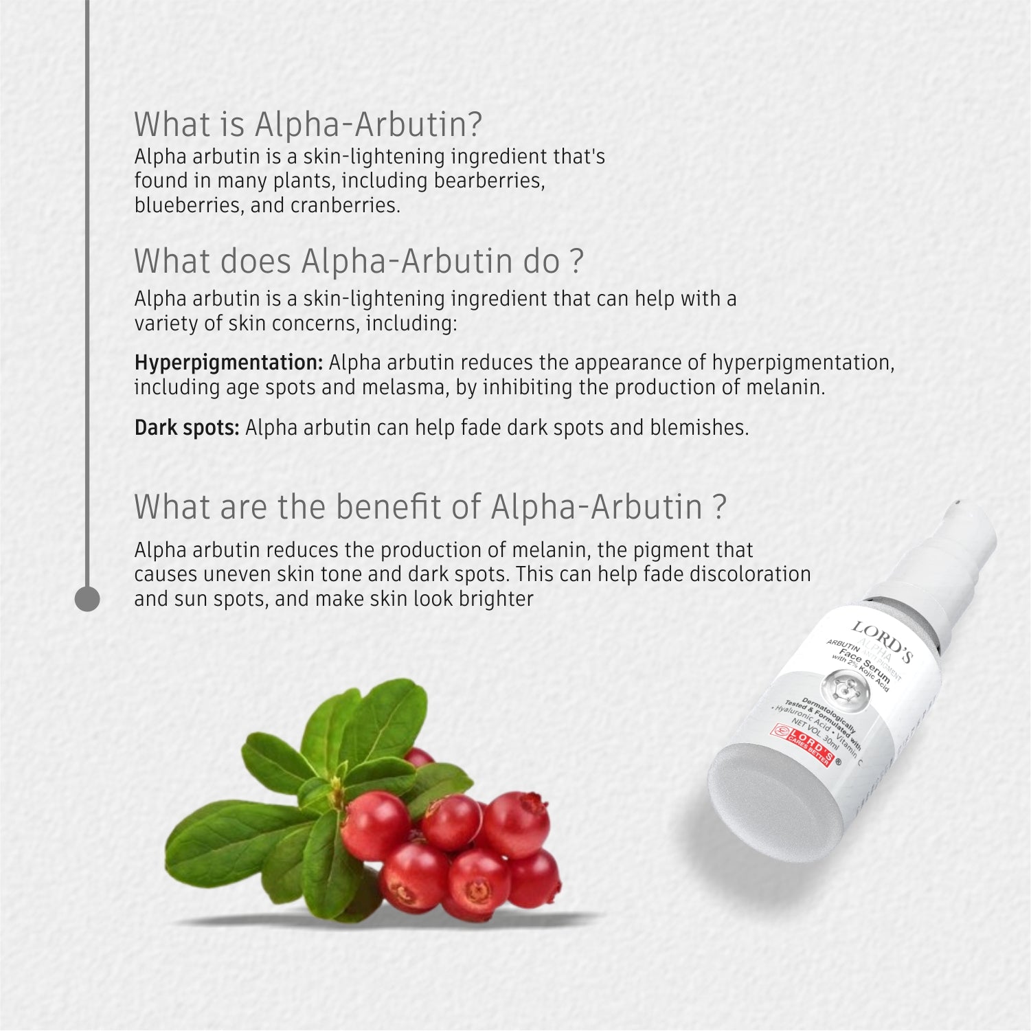 Lords Alpha Arbutin Anti Pigment Face Serum |30 ml