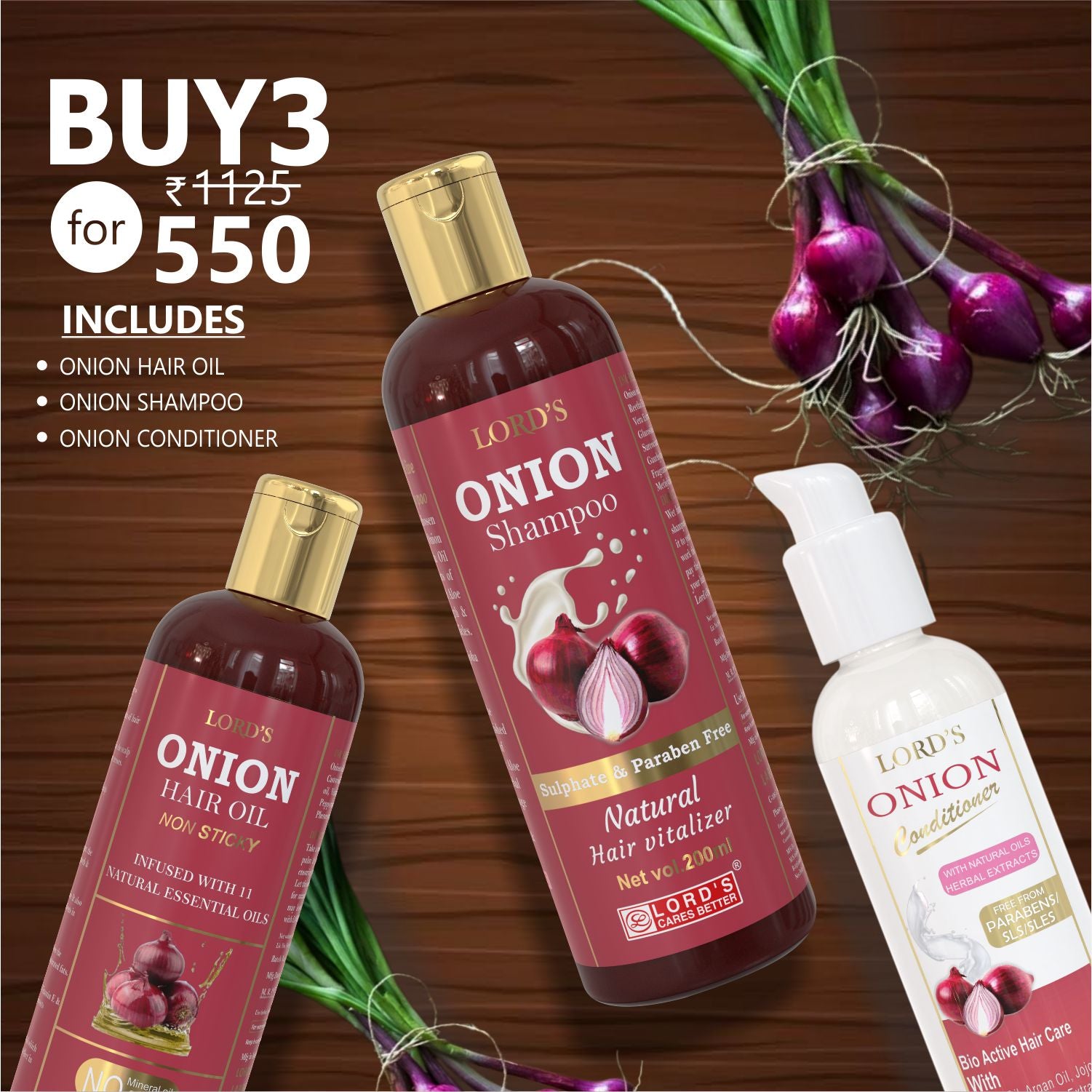 Buy 1 Get 2 Free||  Onion Nourishment Bundle (600 ml)