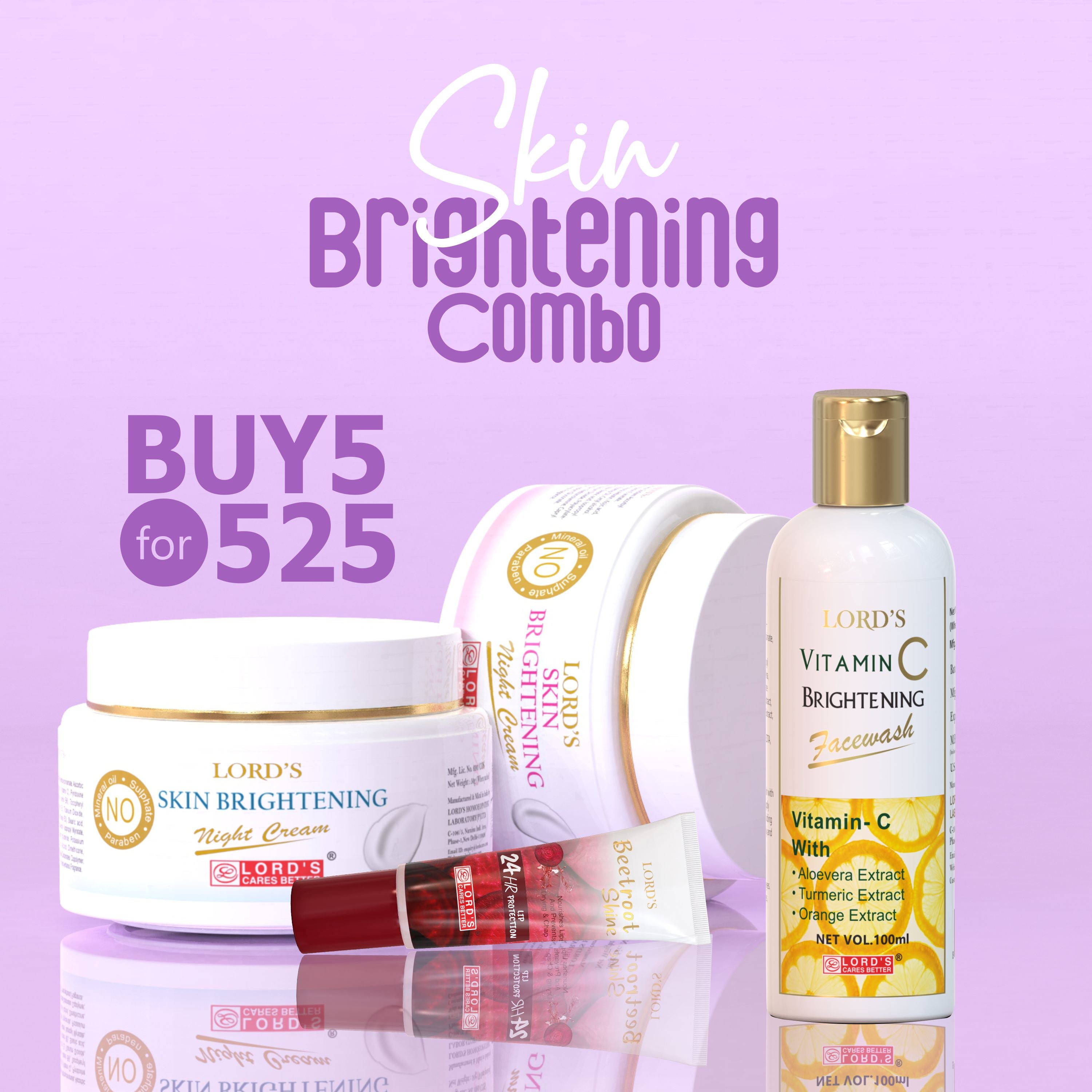 Buy 5 @ ₹525 – Skin Brightening Care Combo