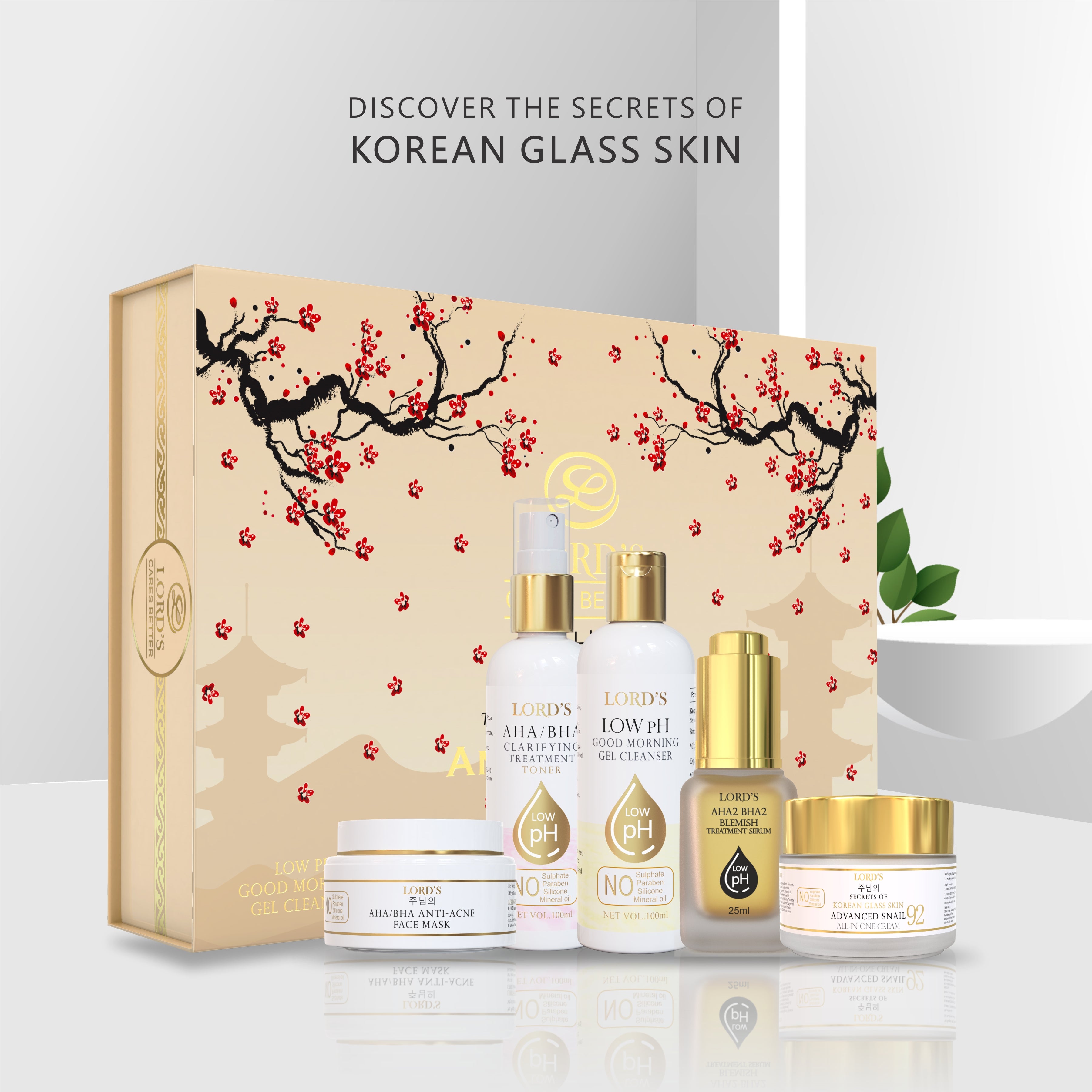 Lord's Korean Glass Skin Anti Acne Kit (225ml+ 100g)